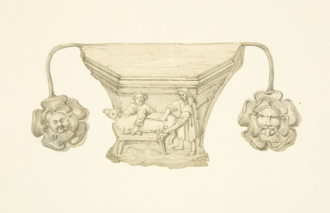 Carved misericord in the stalls of Bristol Cathedral (pencil & watercolour on paper)