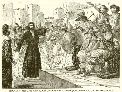 Micaiah before Ahab, King of Israel, and Jehoshaphat, King of Judah (engraving)