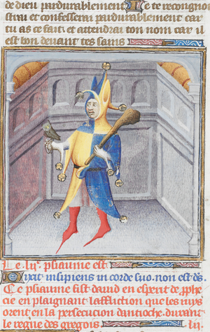 Royal 19 D III, f.266, The Fool, 1411 (vellum)