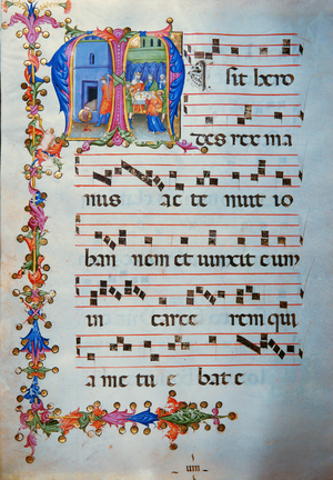 Antiphonary in note 7, a book which contains the chants to be sung by the choir during mass (parchment)
