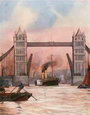 The Tower Bridge, London (colour litho)