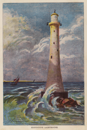 Eddystone Lighthouse (colour litho)