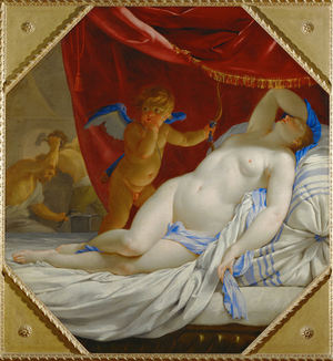 Venus endormi surprise par l'Amour - Venus asleep, surprised by Amor … (painting on canvas)