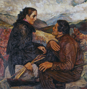 Two on a mountain, an Beinnsin Luachra (oil on board)