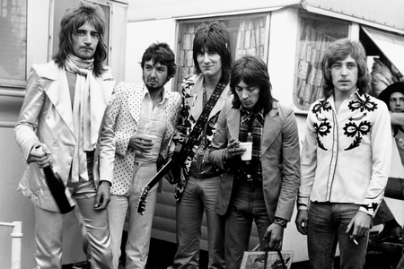 Rod Stewart with the Band Faces, 1972 (b/w photo)