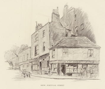 London: Shop, Portugal Street (litho)