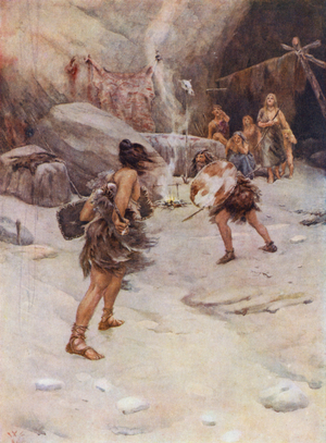 Prehistoric Man (colour litho)