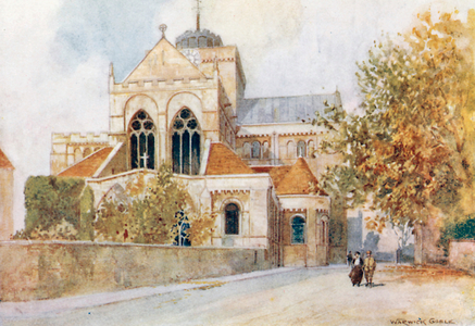 Romsey Abbey (colour litho)