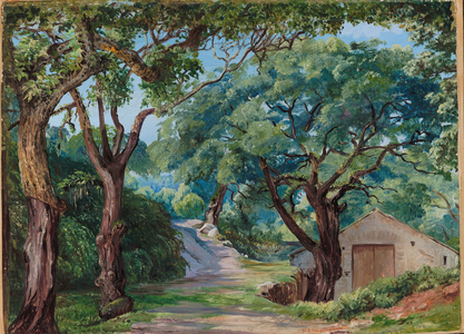 Cork trees at Sintra, near Lisbon, 1870 (oil on board)