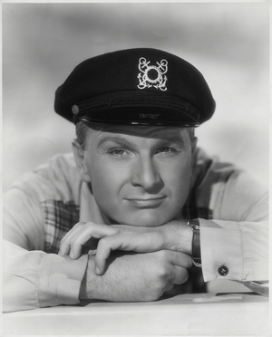Actor Eddie Albert, Publicity Portrait Wearing Nautical Cap, 1940's (b/w photo)