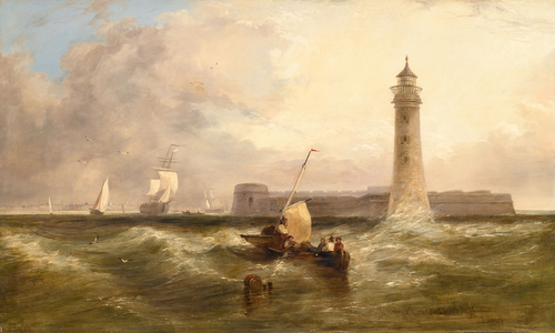 The black rock fort and lighthouse, Liverpool (oil on canvas)