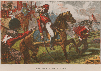 The death of Picton (coloured engraving)