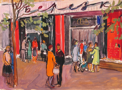 Moscow Scene, 1962 (tempera on paper)