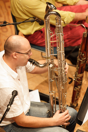 Alain Billard - portrait of the clarinetist member of Ensemble Intercontemporain performing in October 2006. Clarinettist.