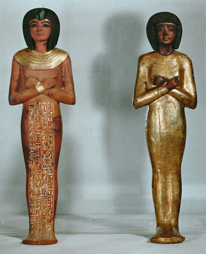 Ushebti figures from the tomb of Tutankhamun, Valley of the Kings, Thebes (photograph)