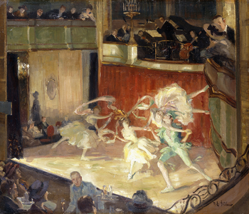 At the Theatre,  (oil on canvas)