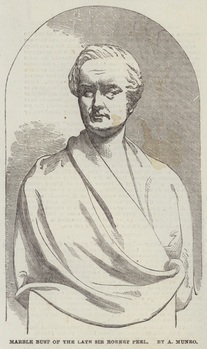 Marble Bust of the late Sir Robert Peel, by A Munro (engraving)