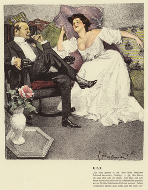 A lucky woman (colour litho)