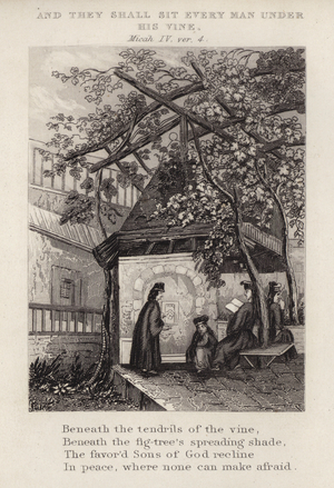 And they shall sit every man under his vine, Micah IV, ver 4 (engraving)