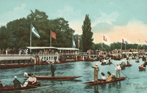 May Races, Oxford (colour litho)