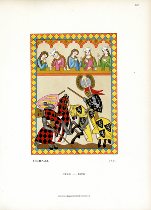Tournament Scene from the Codex Manesse (chromolitho)