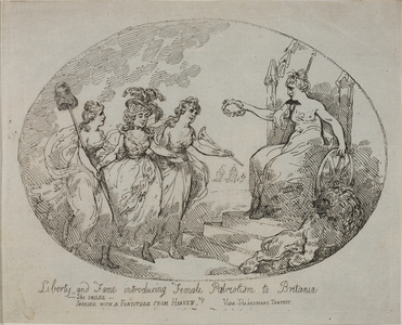 Liberty and Fame introducing Female Patriotism; Britannia and the Duchess of Devonshire (engraving)