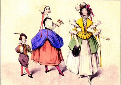 Wearing fancy dress, 1835 (illustration)