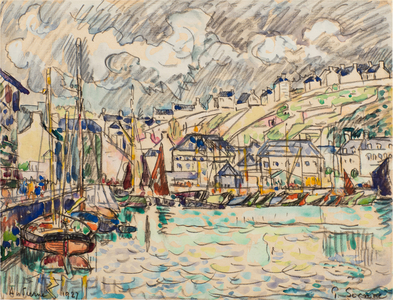 Audierne, 1927 (gouache, watercolour and black chalk on paper laid down on board)