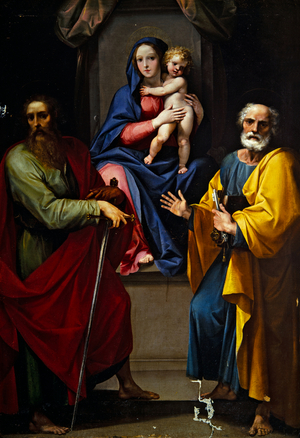 Madonna and Child with Saint Paul and Saint Peter (oil on canvas)