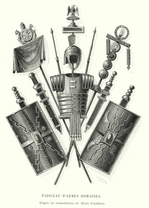 Faisceau d'Armes Romaines, D'apres les reconstitutions du Musee d'Artillerie (engraving)