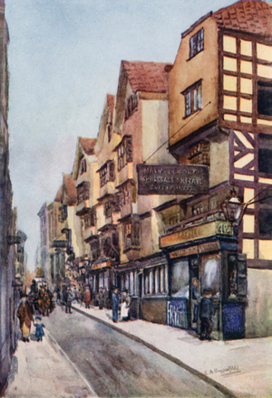 Mary-le-Port Street: a Bit of Old Bristol (colour litho)
