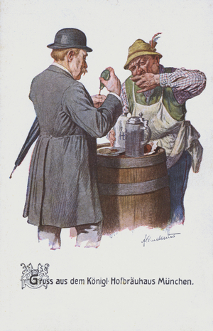Greetings from the Konigliche Hofbrauhaus, Munich, Bavaria, Germany (colour litho)