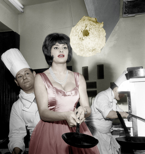 Silvia Sorente Toss Pancakes during Candlemas in January 1961 (photo)