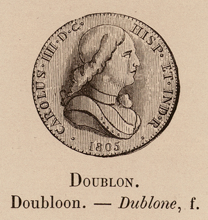 Le Vocabulaire Illustre: Doublon; Doubloon; Dublone (engraving)