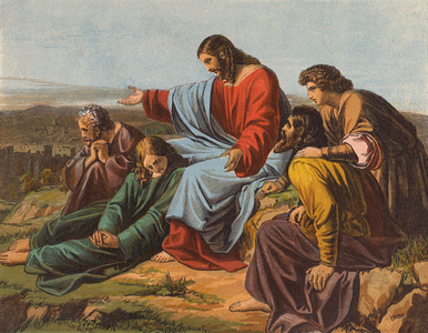 Jesus Christ weeping over Jerusalem (colour litho)