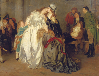 King Louis XVI of France bidding farewell to his family in the Temple prison, detail, 1873 (oil on canvas)