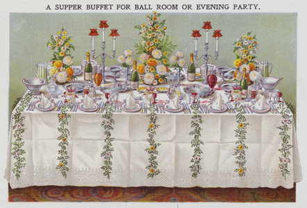 A Supper Buffet for Ball Room or Evening Party (chromolitho)