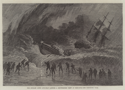 The Richard Lewis Life-Boat landing a Shipwrecked Crew at Penzance (engraving)