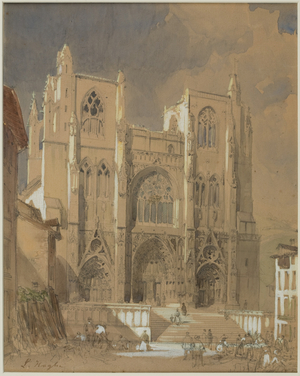 Cathedral of St Maurice, Vienne (ink & pencil & w/c on paper)