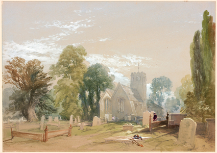 The Church and Churchyard, Chesters (b/c, pencil & watercolour on paper)