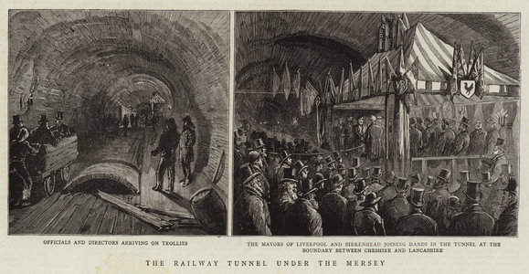 The Railway Tunnel under the Mersey (engraving)