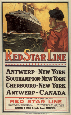Red Star Line, poster, UK, 1930s