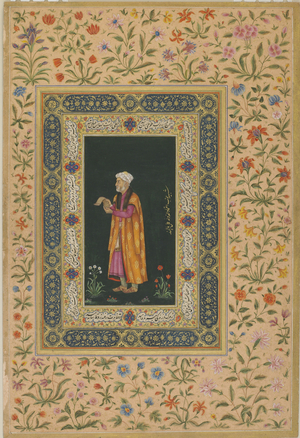 Portrait of Itimad Al-dawla (w/c, ink & gold on paper)