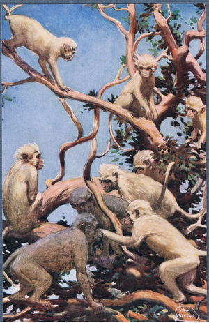 Road Song on the Bandar Log, from Songs for Youth published by Hodder Stoughton Limited, 1932 (colour litho)