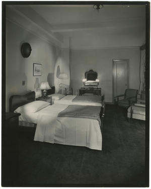 St. Moritz Hotel - interior of room, USA, c.1920-38 (gelatin silver photo)