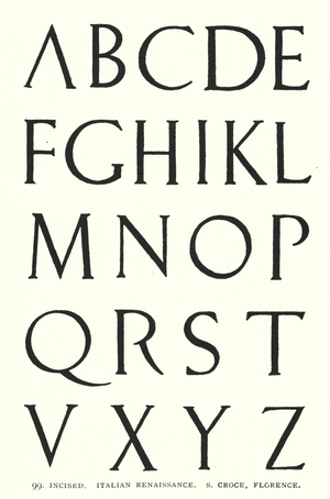 Alphabet, Incised, Italian Renaissance, S Croce, Florence (litho)
