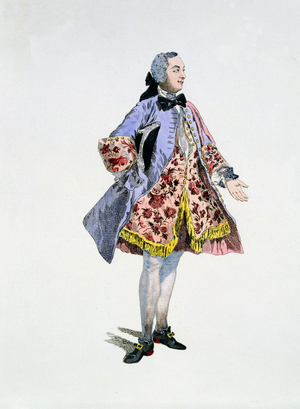 Monsieur Bellecour in the role of Belfort, March 9 1744 (hand-coloured engraving)