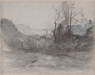 Approaching Morestal, c.1845 (black chalk on paper)