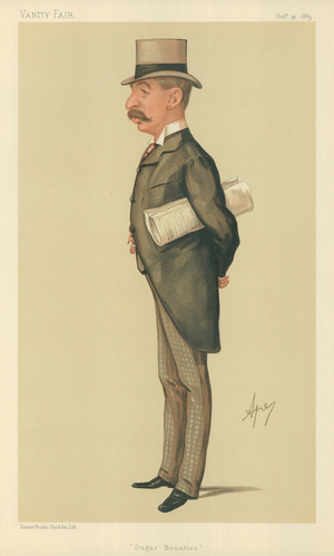 Mr Charles Thomson Ritchie, Sugar bounties, 31 October 1885, Vanity Fair cartoon (colour litho)