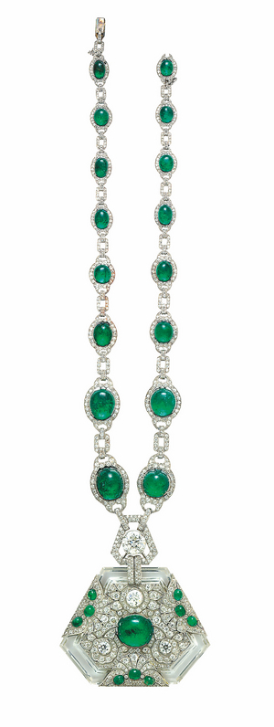Art Deco necklace, c.1925 (emeralds, diamonds & rock crystal)